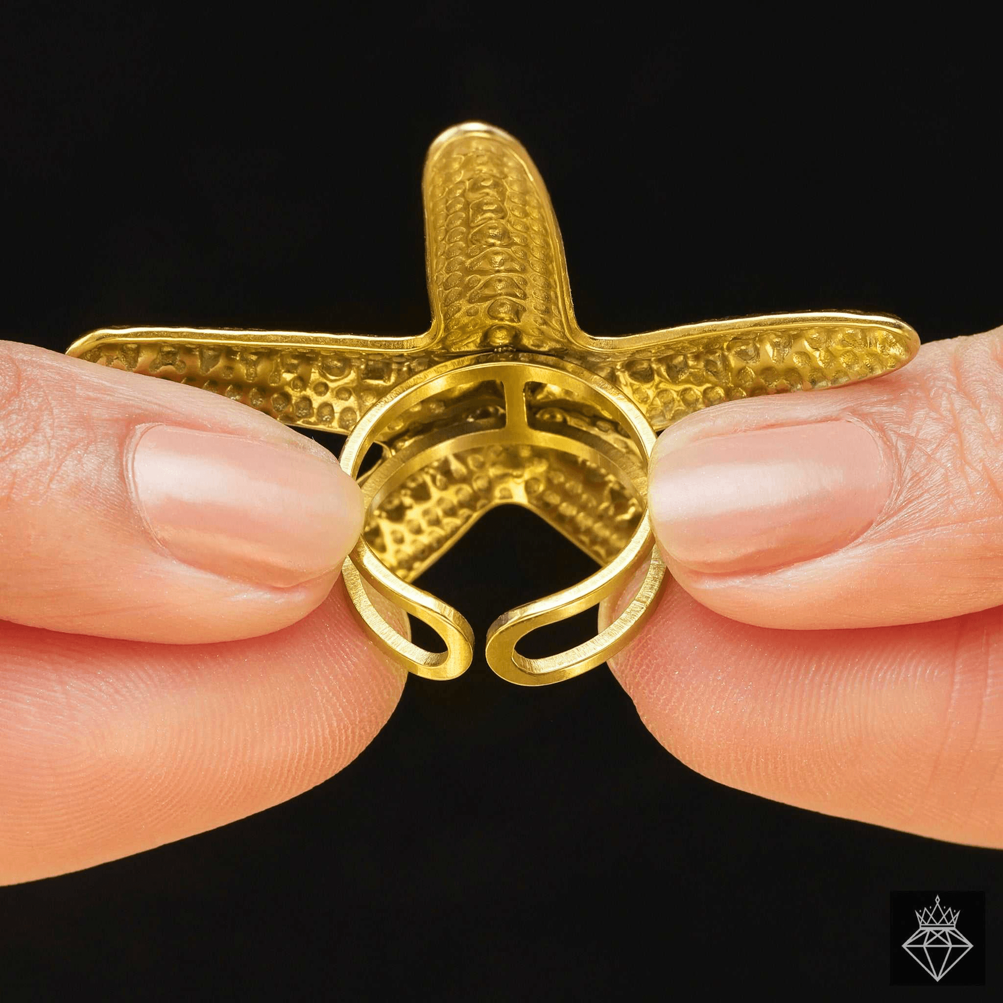 PRAO Anti-Tarnish Golden Starfish Fashion Ring
